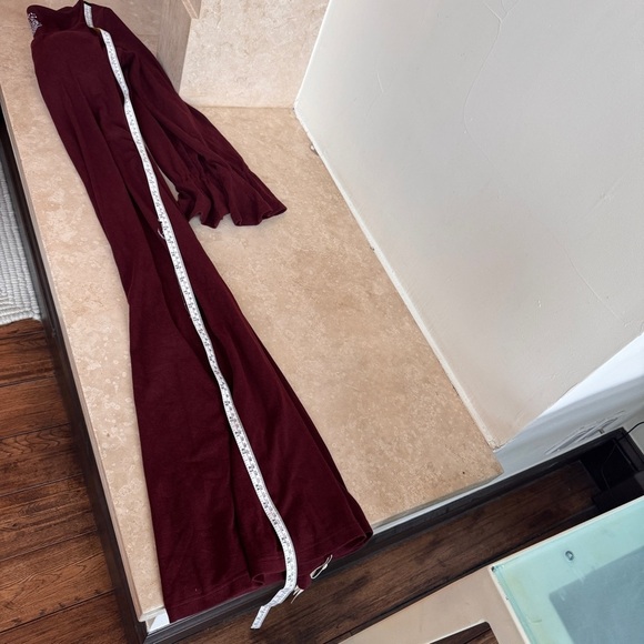 OGL Ruby Dark Red Scoop Neck Long Sleeve Ruffle Wrist Womens Size M Brami Midi - Picture 9 of 13